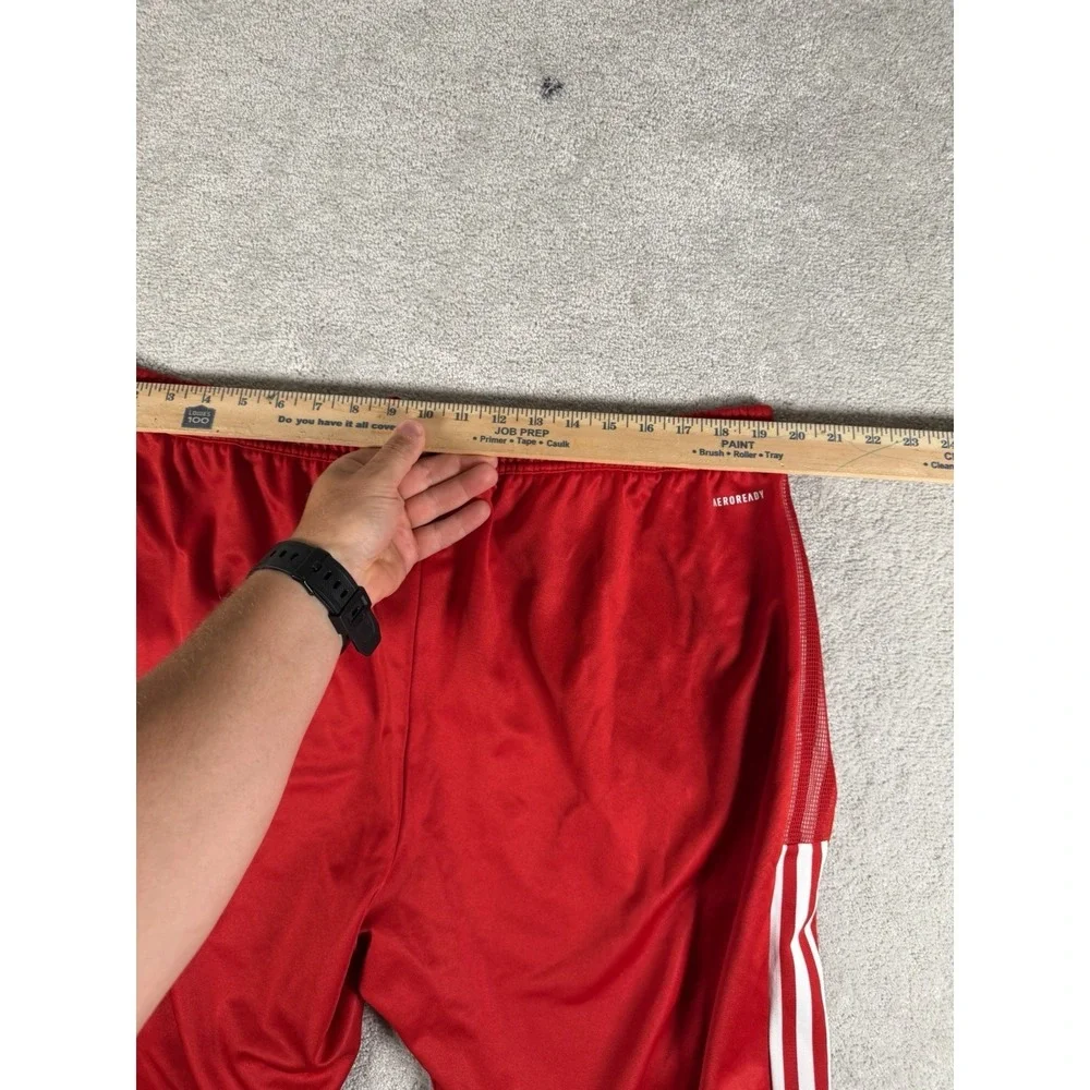 Adidas Track Pants‎ Mens 2XL Red AEROREADY Mesh Stripe Ankle Zip Pockets GT6841